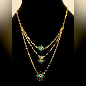 Hamsa Evil Eye - 3 Layered Necklace